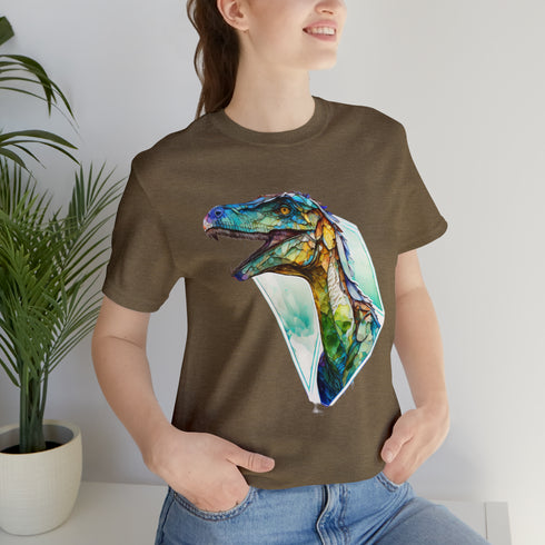 Stained Glass Velociraptor - Short Sleeve Tee
